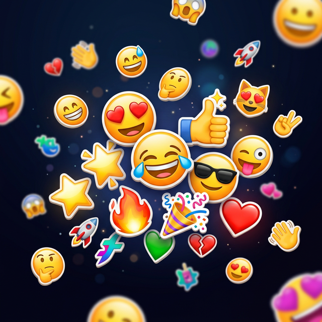 Colorful reaction stickers floating